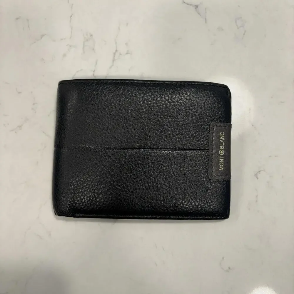 Montblanc Bifold Wallet Mens One Size Leather Black Luxury Suede Lining EUC